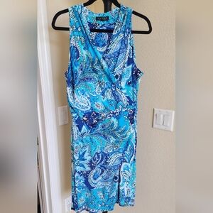 LAUREN RALPH LAUREN Vibrant Blue Paisley Dress VERY FLATTERING.